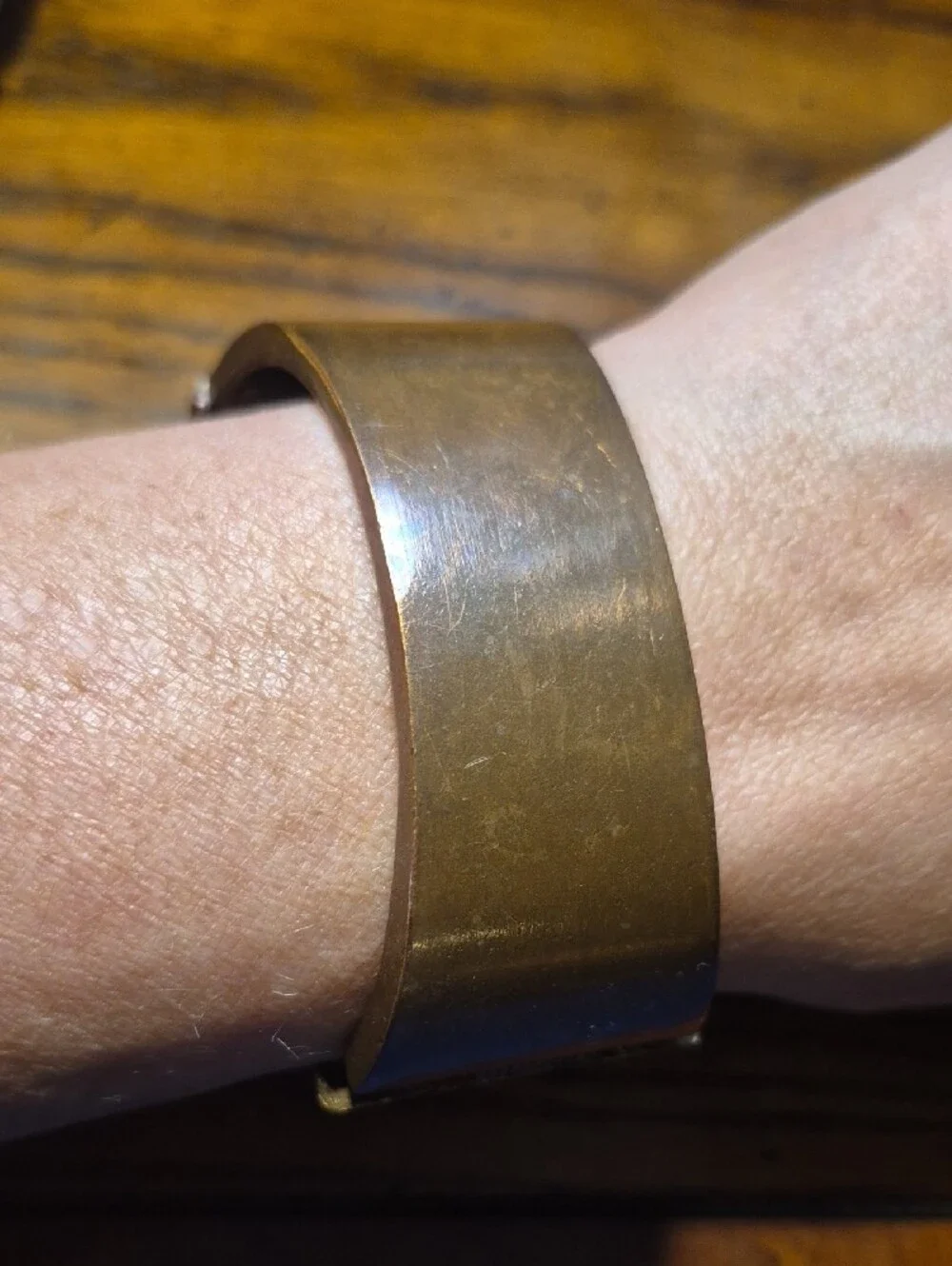 Copper Wide Clamper Bracelet Silver Shiny Sparkling Glitter Geometric Shape